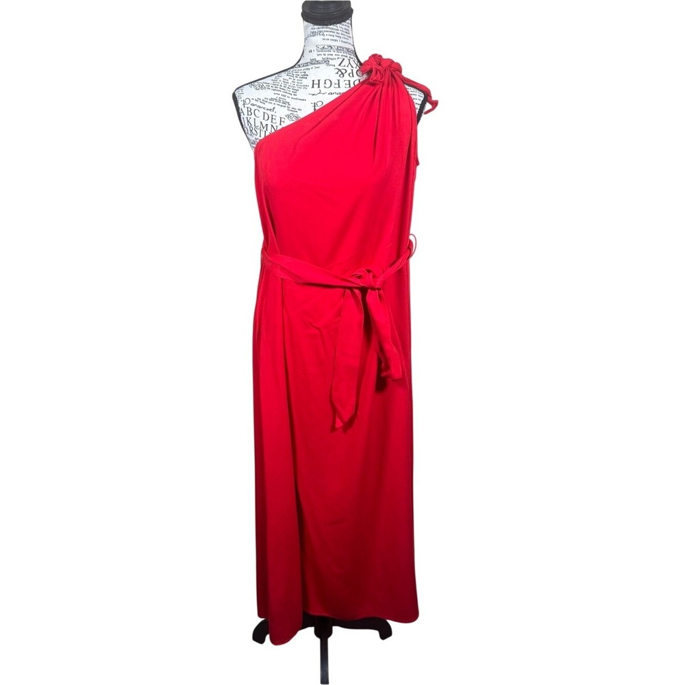 ANTONIO MELANI One-Shoulder Red Maxi Dress with Side Tie